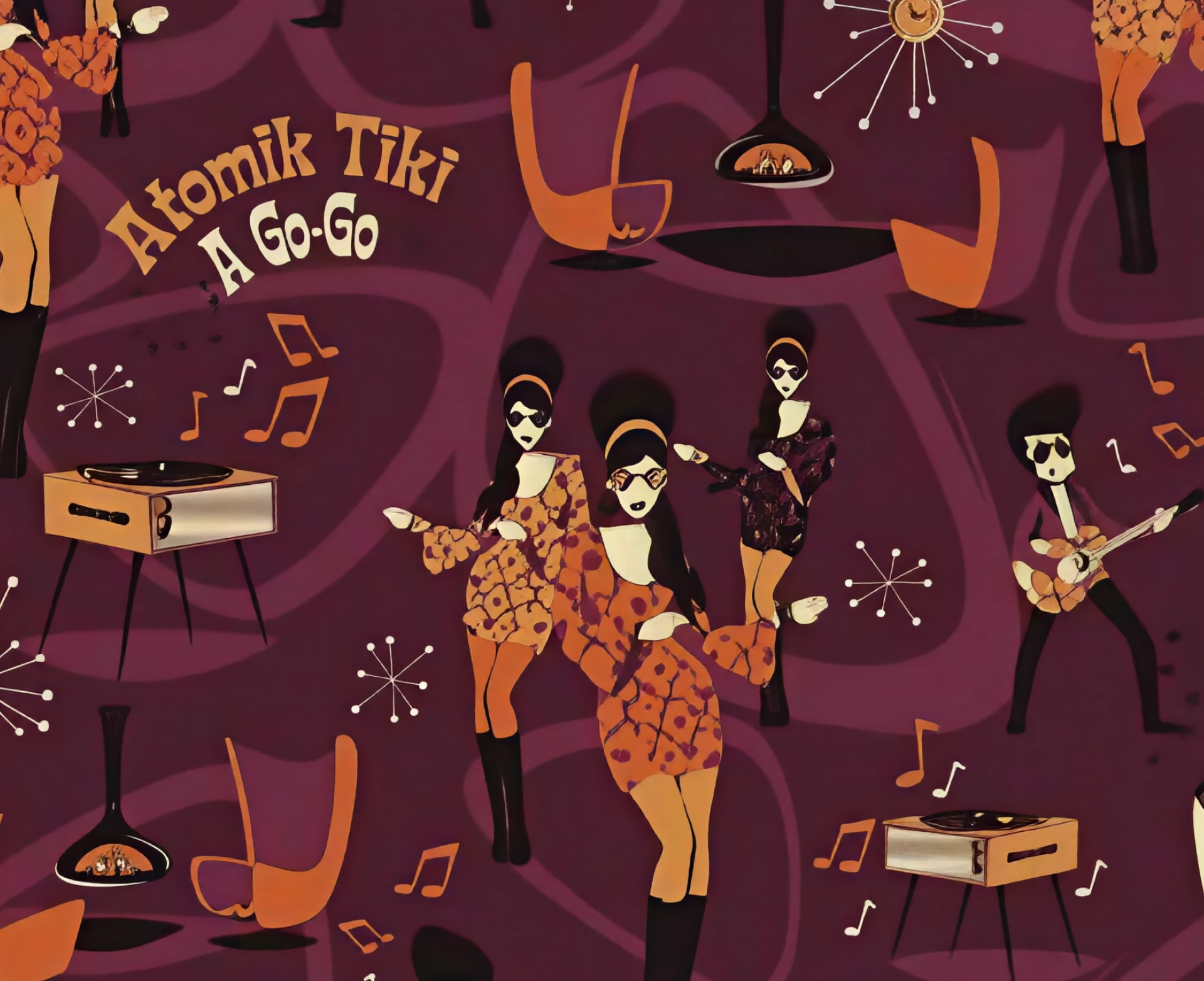Vintage 1960s style dancing illustration