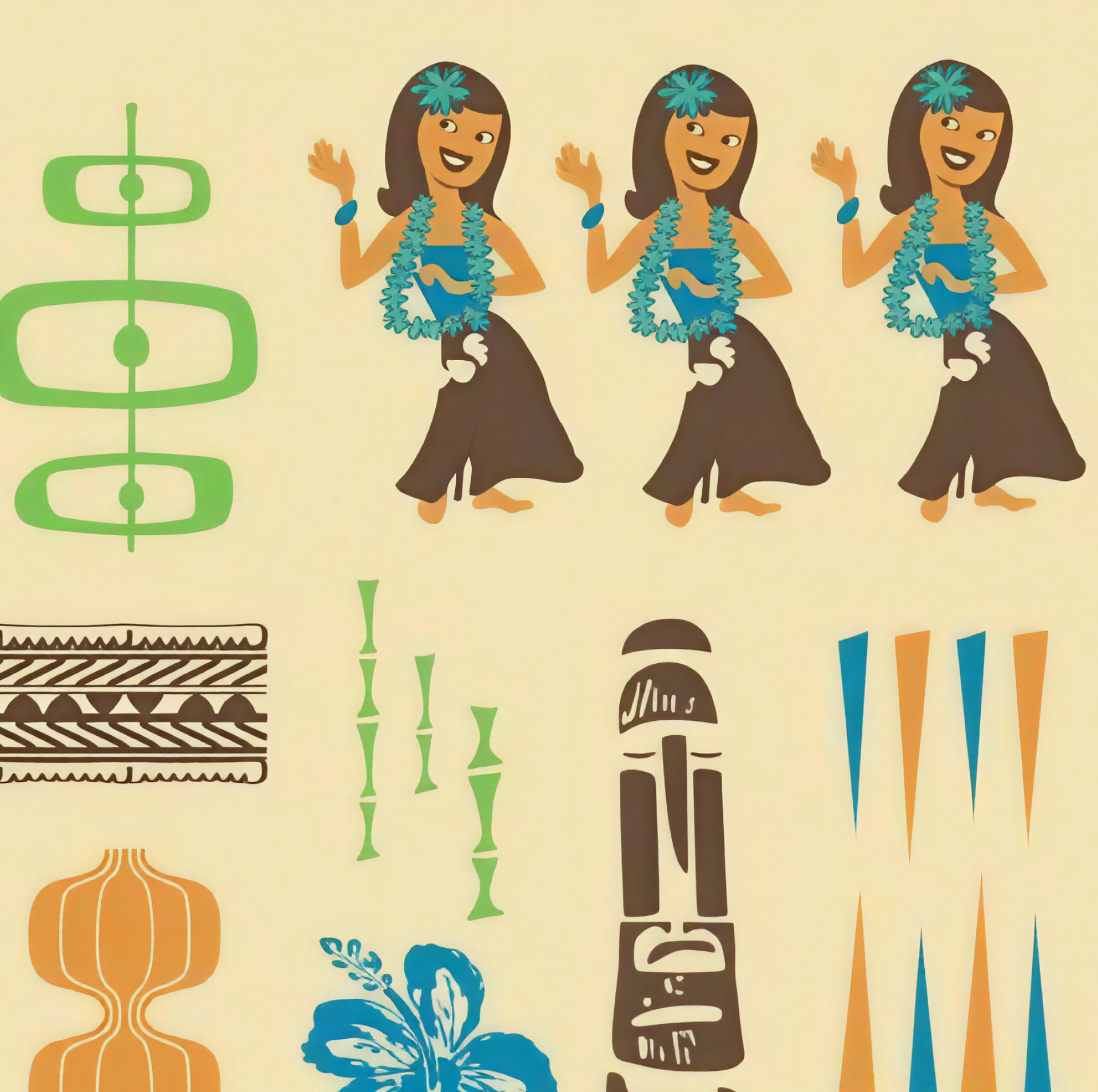 Vintage island-style illustrations
