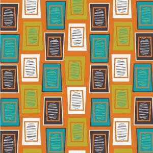 Colorful repeating framed rectangle pattern on orange